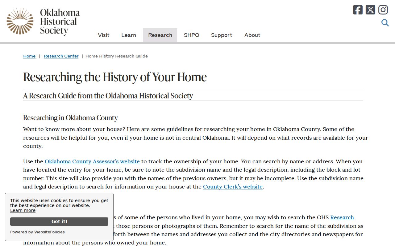 Oklahoma previous residents house-history guide linking parcels, deeds, directories, and newspapers