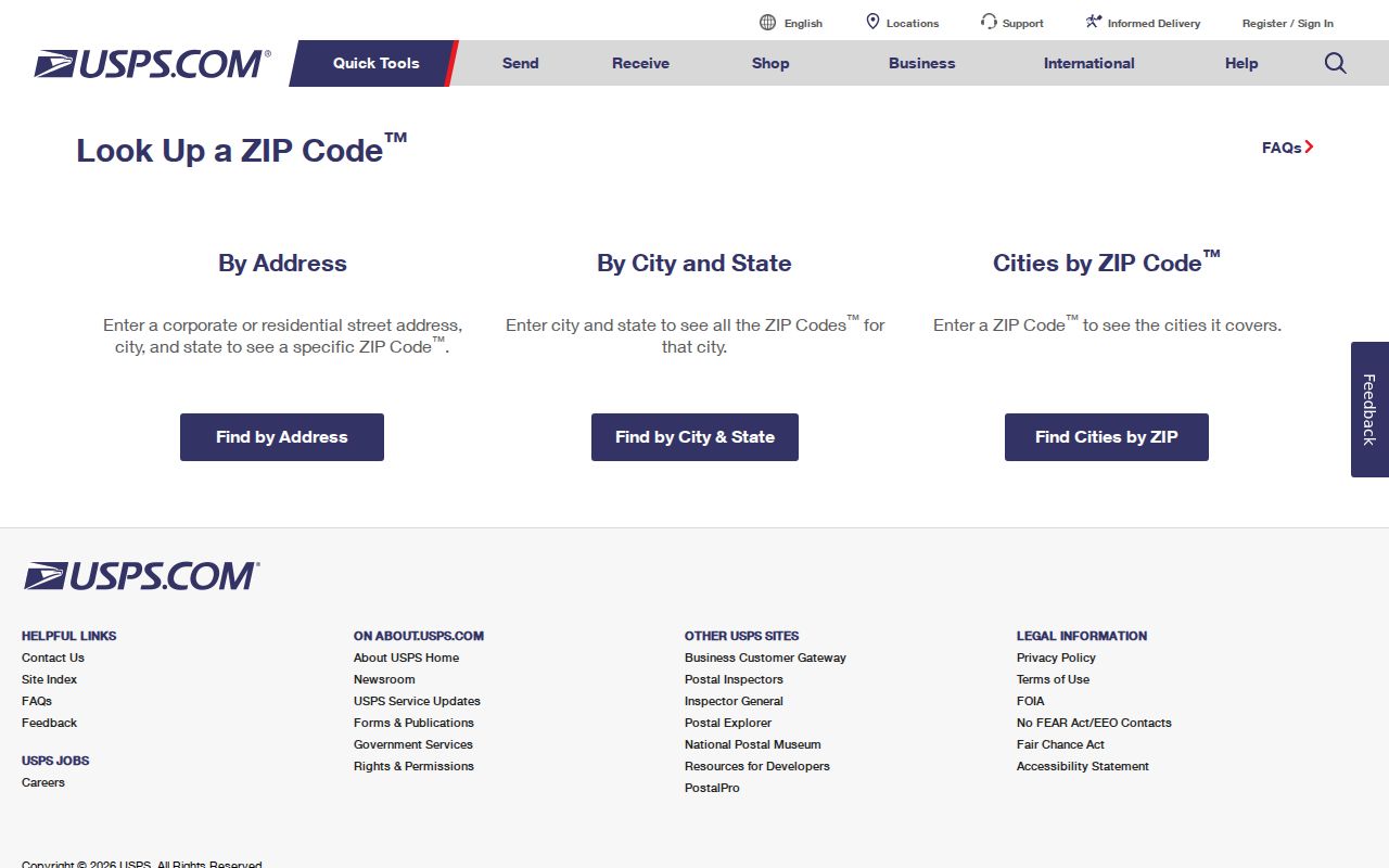 Oklahoma ZIP code directory reference showing USPS address-to-ZIP lookup