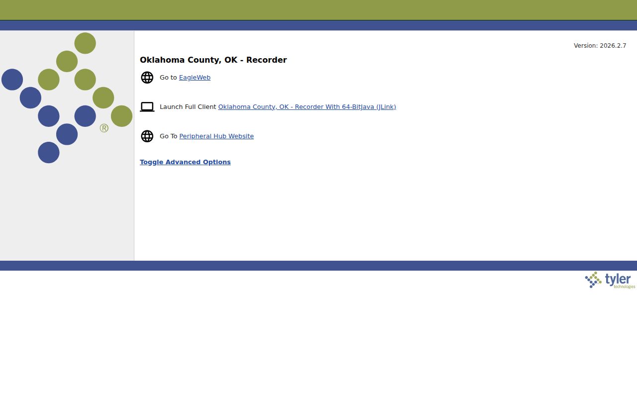 Oklahoma street directory deed search reference at the County Recorder EagleWeb landing page